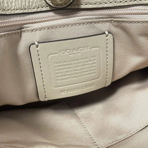 Auth COACH - C8602 Cream Light Brown Multi Canvas Leather Tote Bag - Picture 8 of 9